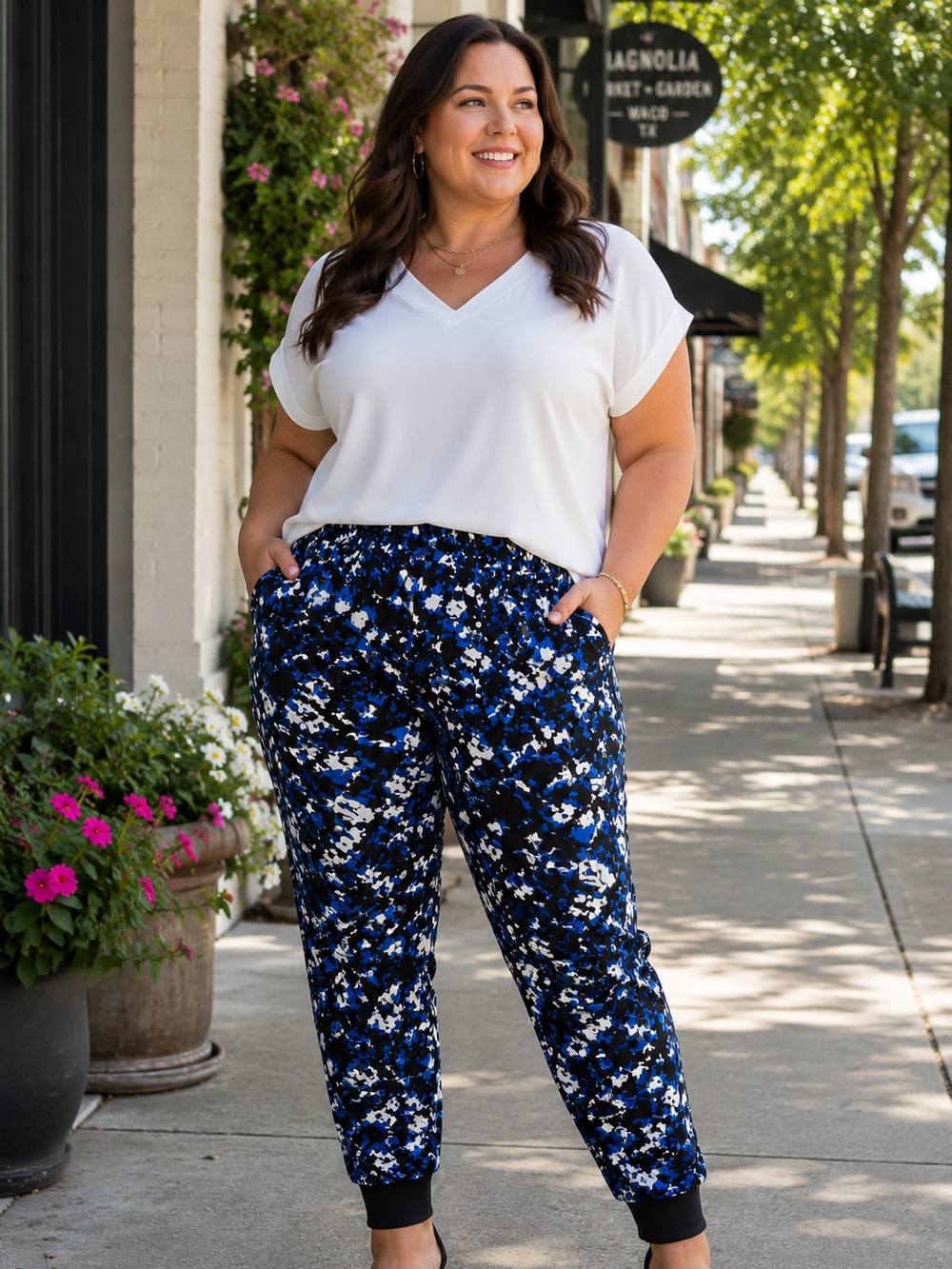 J.Crew Women’s Size 18 Blue Black Floral Pull-On Jogger Pants NWT